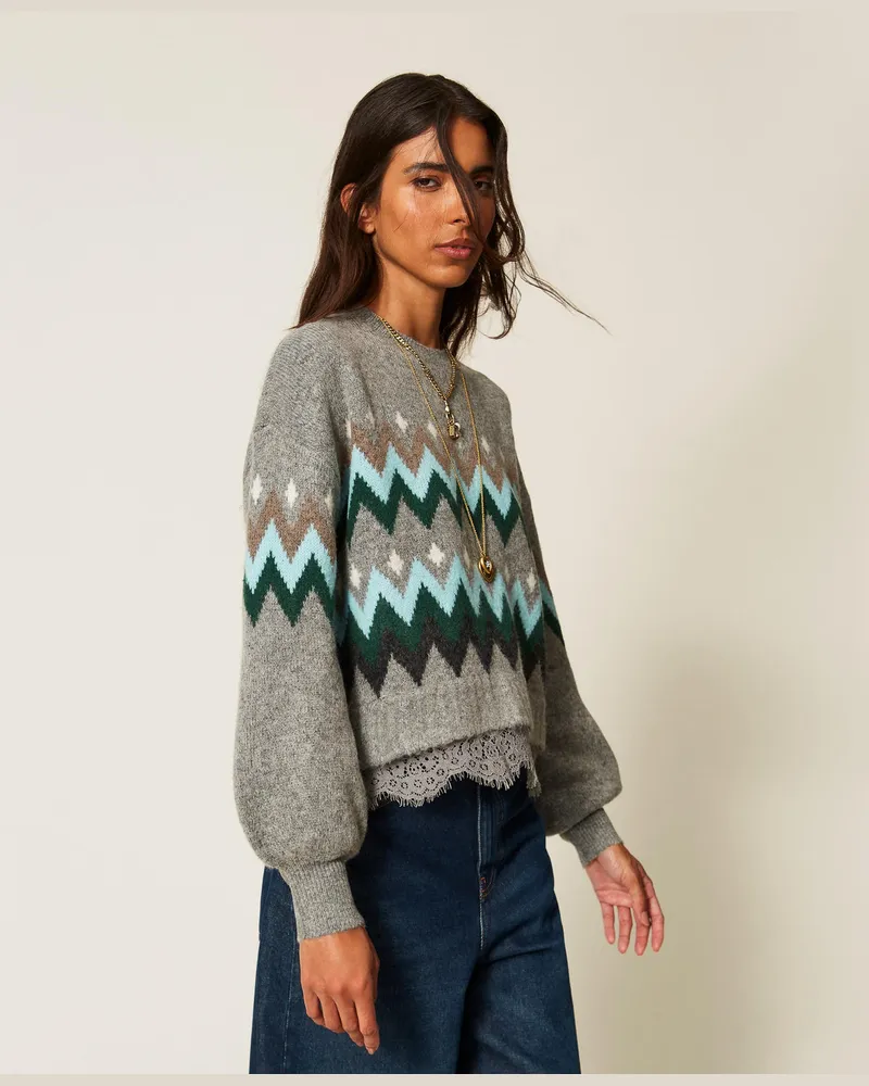 Actitude by Twinset Pullover aus Jacquard mit Spitze Jacquard