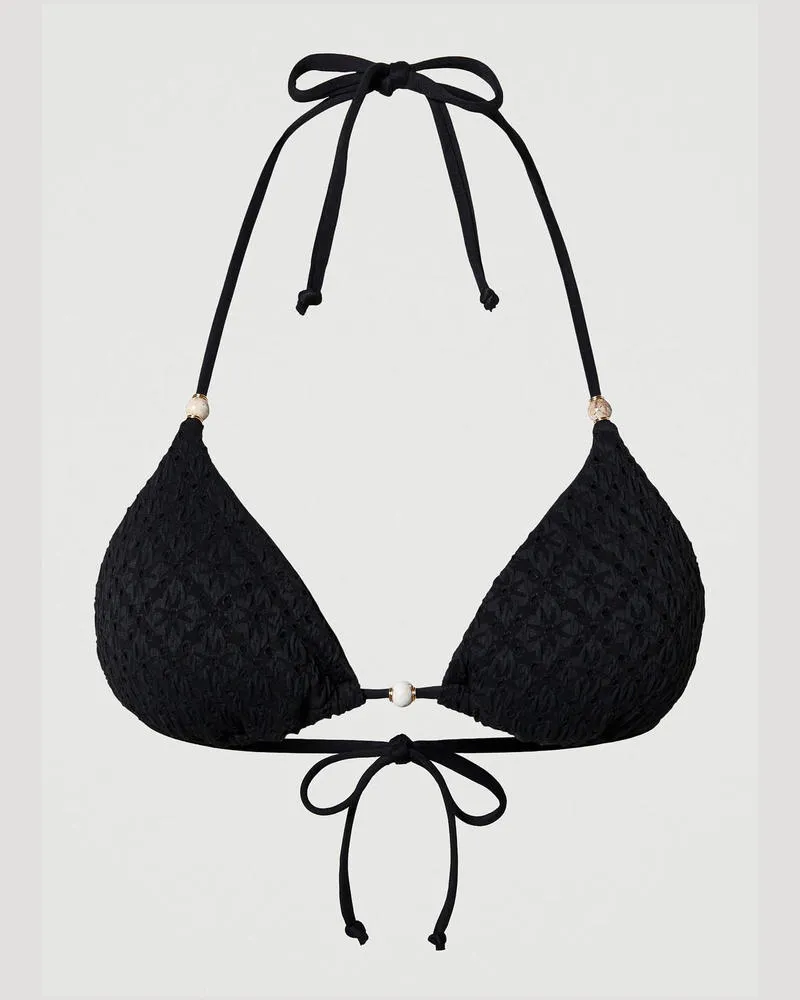 Twin-Set Bademode - Triangel-Bikinitop mit Lochstickereien, Schwarz, Größe: 2-B 