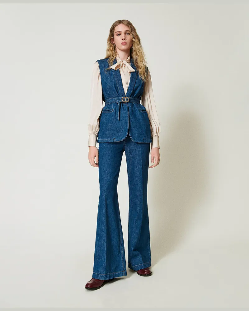 Twin-Set Wide-Leg-Tailoringjeans, Denim, Größe: 33 