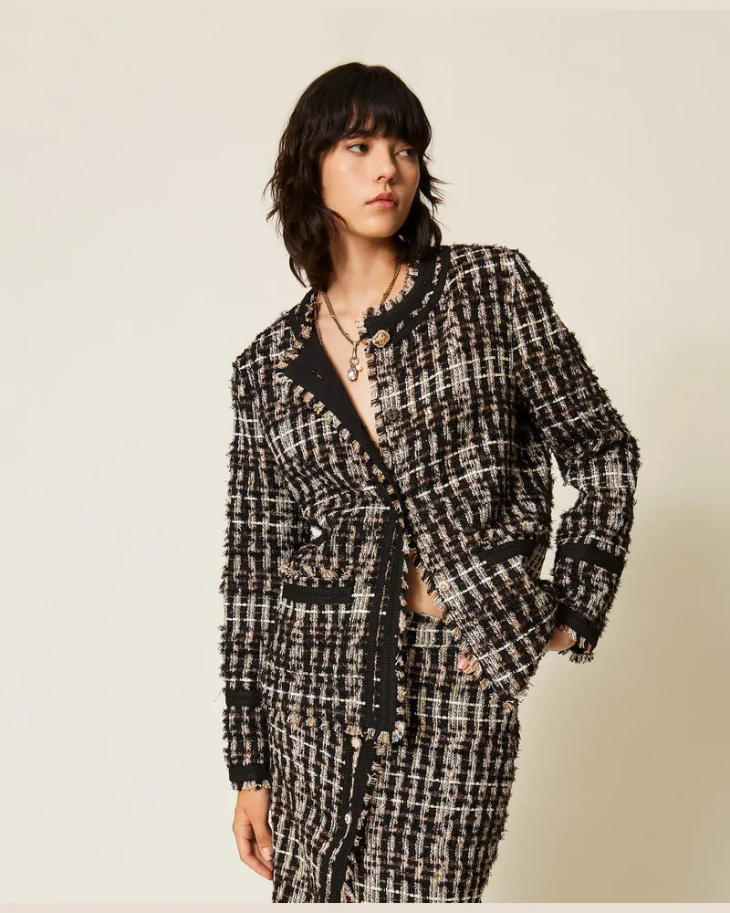 Actitude by Twinset Myfo Jacke aus Bouclé mit Schmuckknöpfen Special