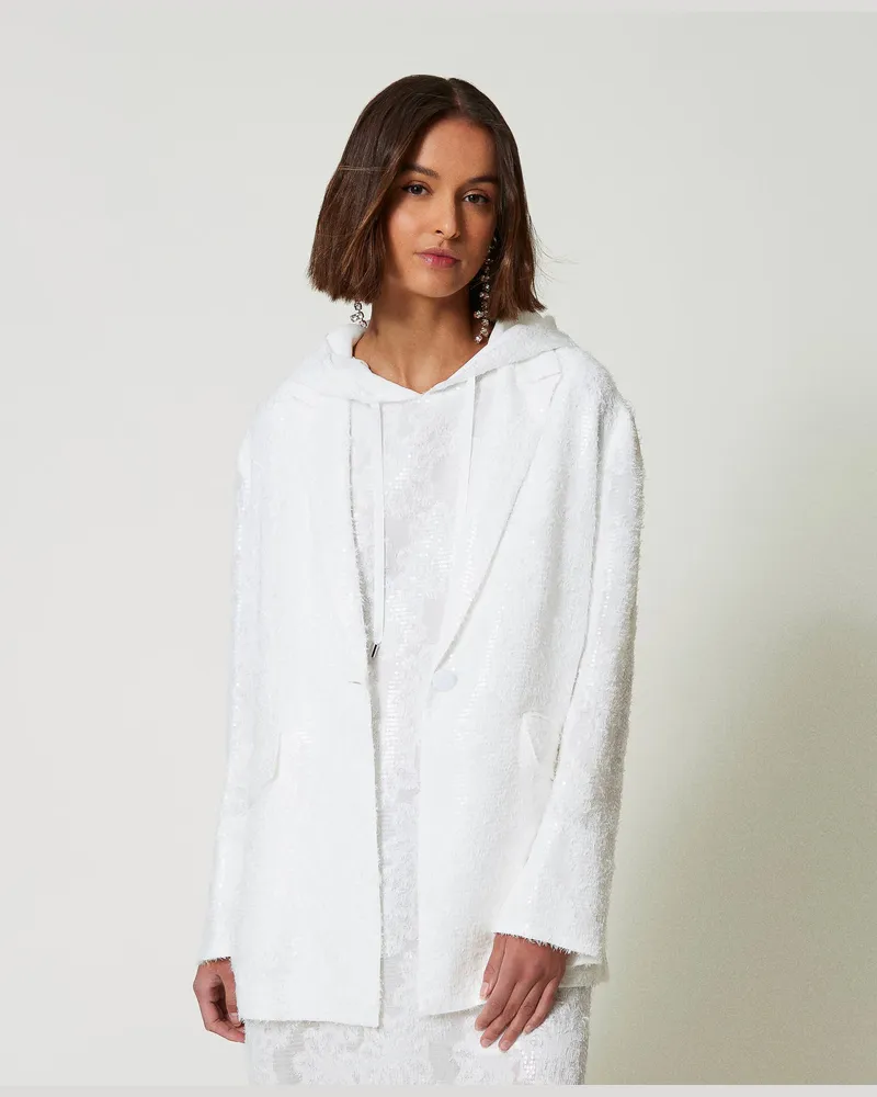 Actitude by Twinset Jacken und Outerwear - Blazer mit Alloverpailletten, "Papers"-Weiß, Paillettes, Größe Papers-weiß