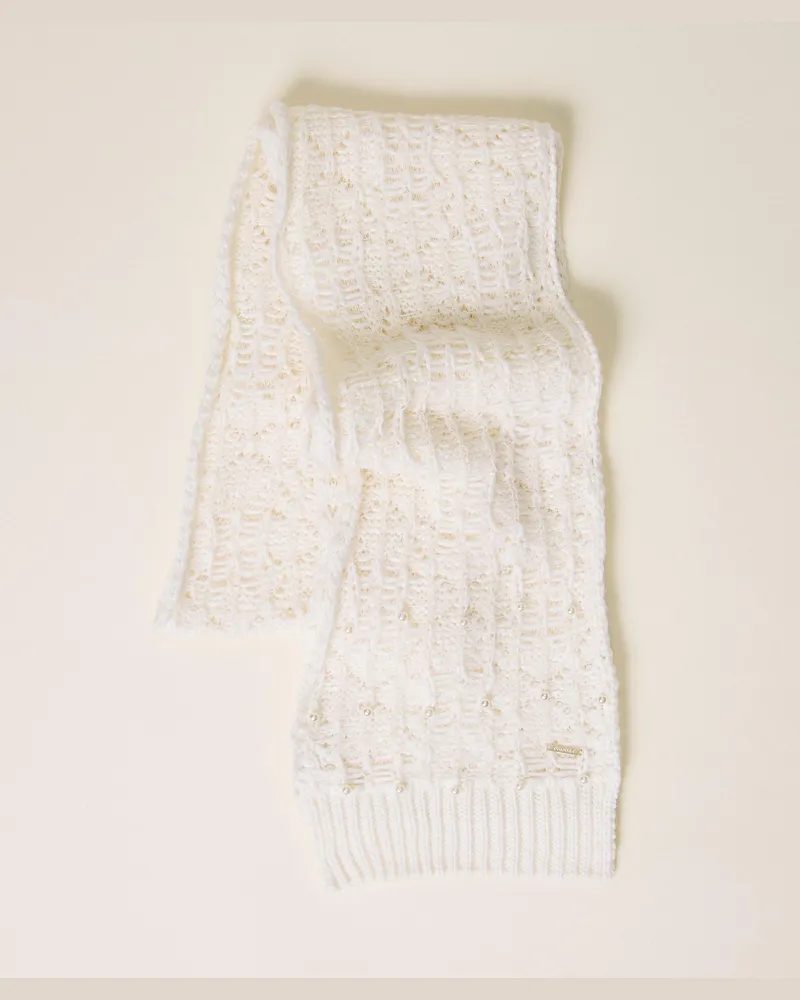 Twin-Set Strickschal mit Perlen, Damen, Perlmutt Perlmutt