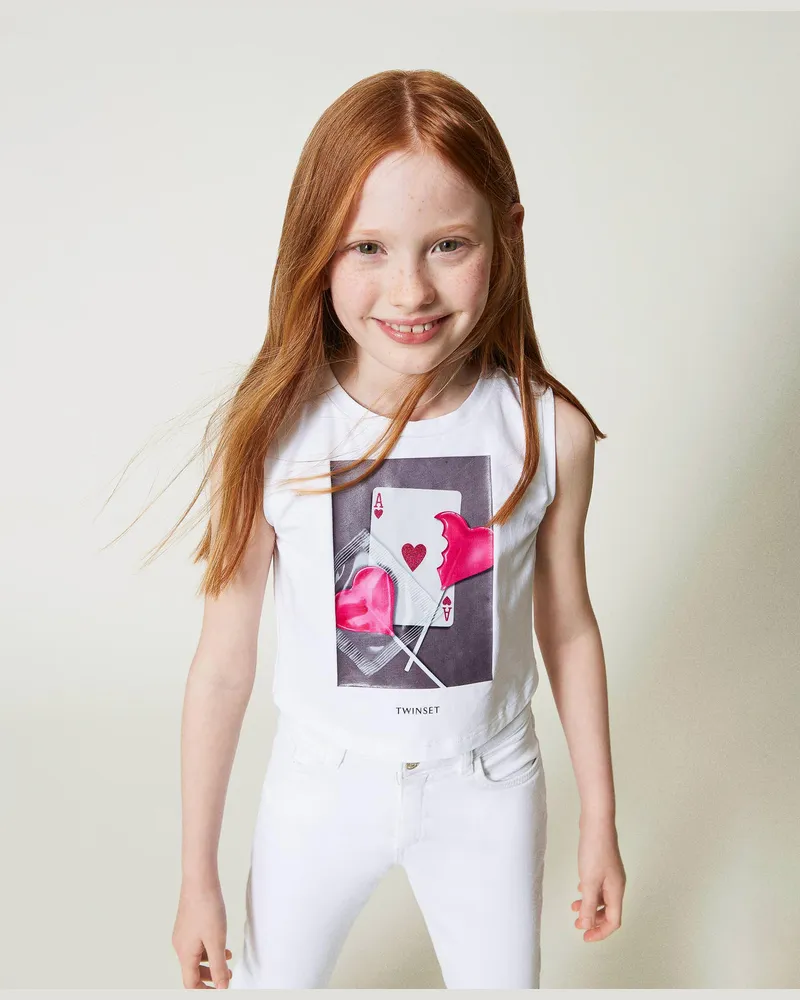 Twin-Set Tops - Cropped-Top mit Print, Print Lollipop, Baumwolle, Größe: 14A 