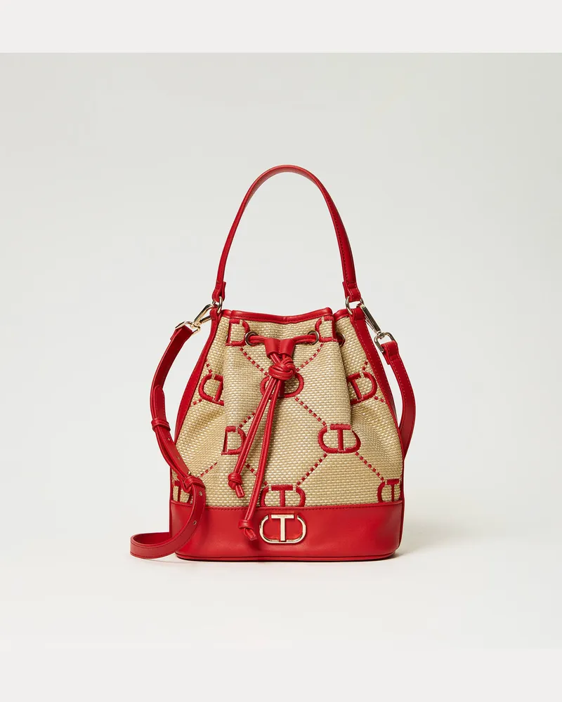 Twin-Set Taschen - Beuteltasche „Palermo" mit „Oval T"-Stickereien, Lackrot, Einheitsgröße 