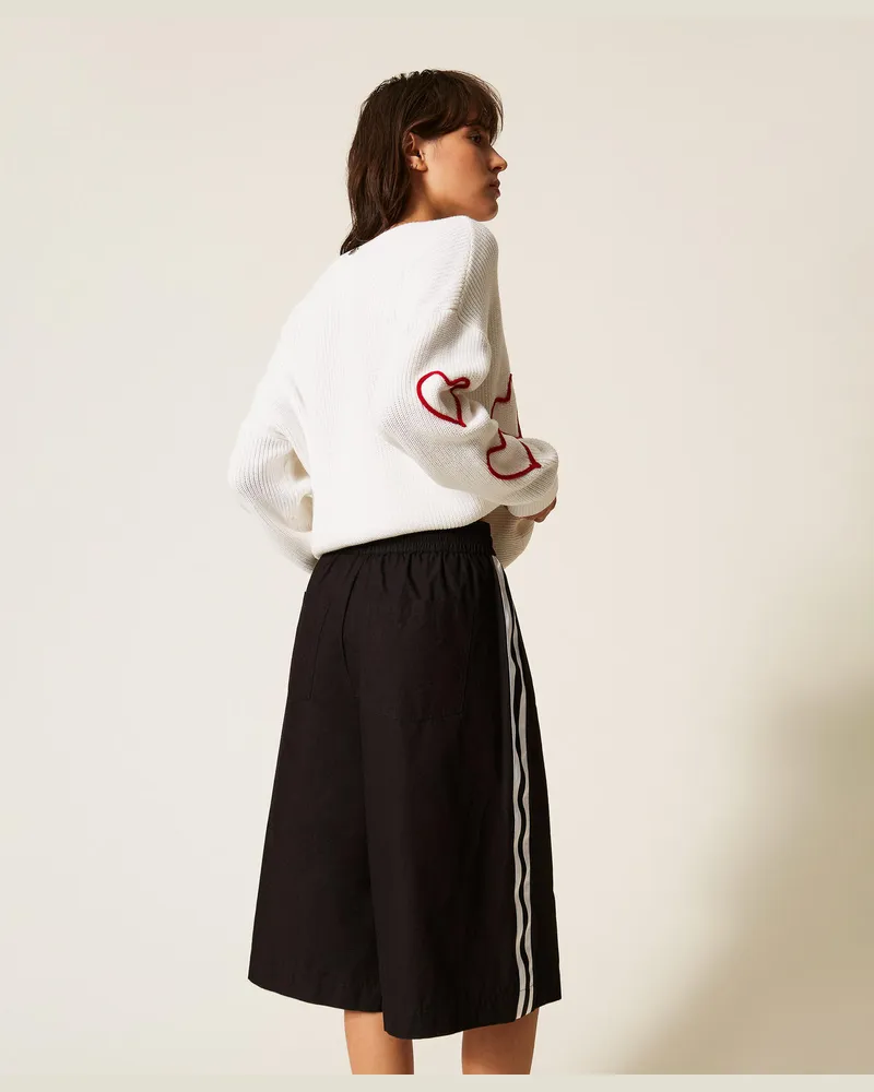 Actitude by Twinset Hosen - Bermudashorts aus recyceltem Popeline, Schwarz, Baumwolle, Größe Schwarz