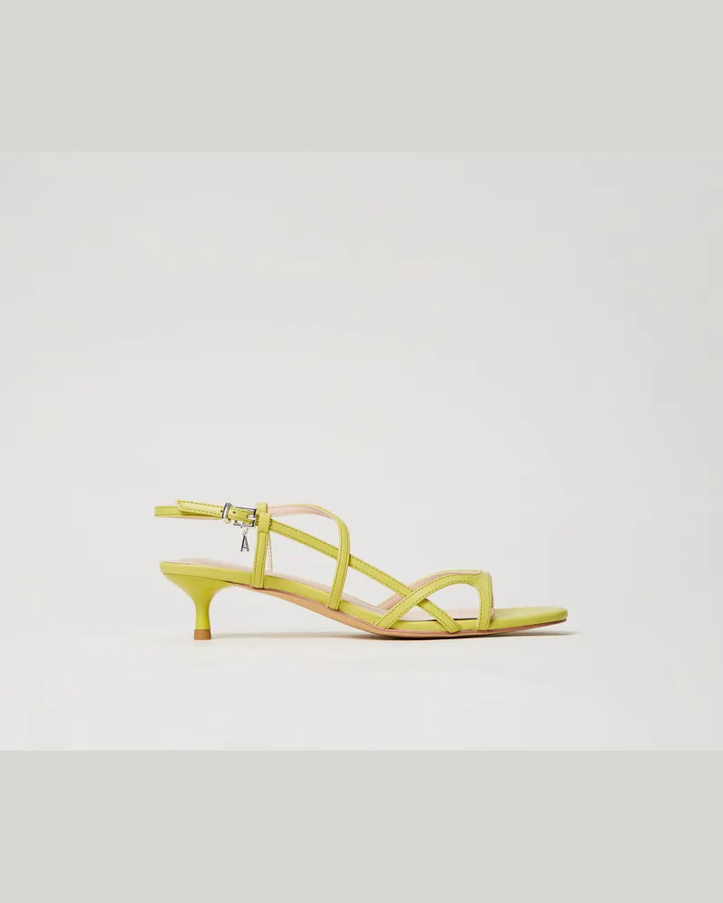 Actitude by Twinset Schuhe - Sandalette mit Riemchen und Logo, Citronelle, Größe Citronelle