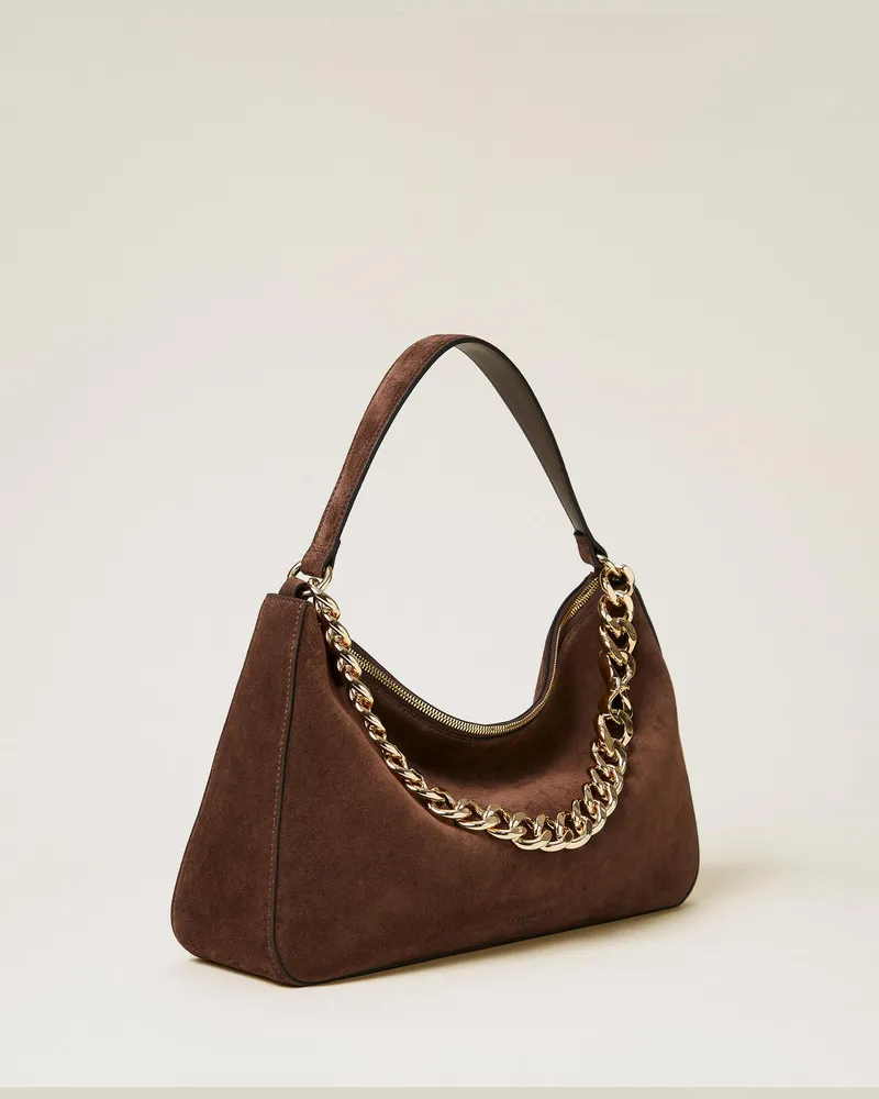 Twin-Set Taschen - Mittelgroße Tasche 'Liliane' aus Rauleder, Kaffee, Einheitsgröße 