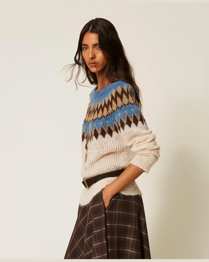 Actitude by Twinset Myfo Pullover aus Mohairmischung mit Jacquardmuster Jacquard