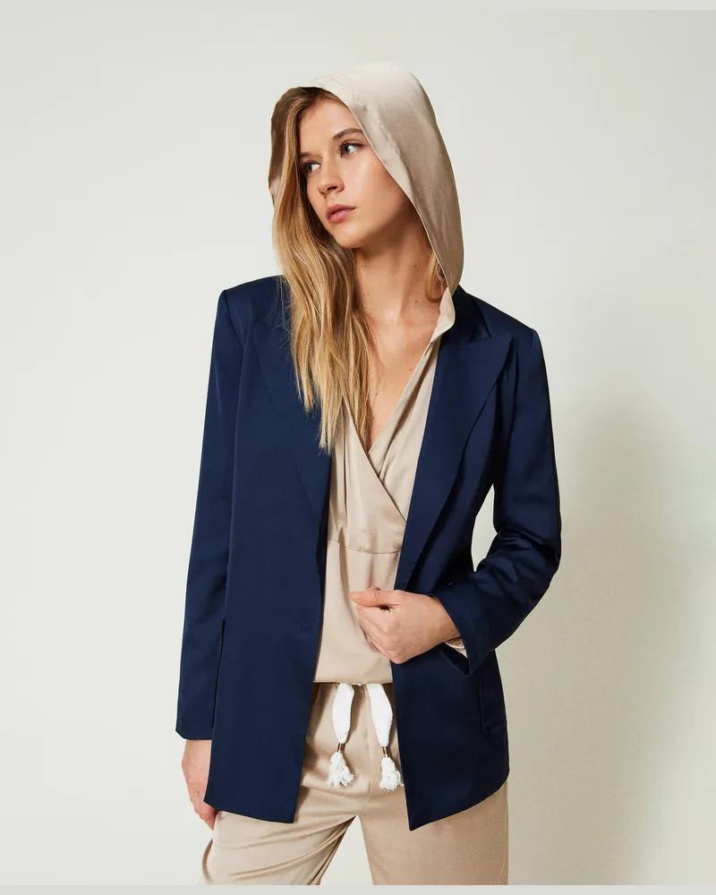 Twin-Set Jacken und Outerwear - Blazer aus Satin, „Dress Blue"-Blau, Größe „dress