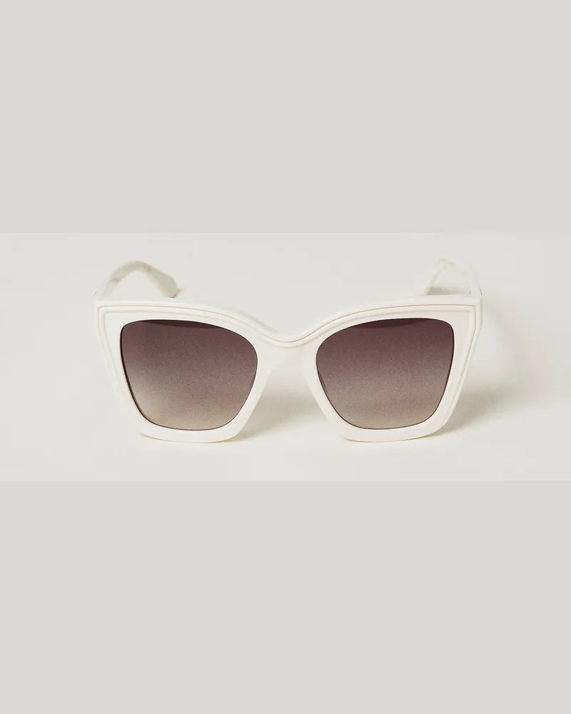 Twin-Set Accessoires - Quadratische Sonnenbrille, Shiny White Snow, Einheitsgröße Shiny