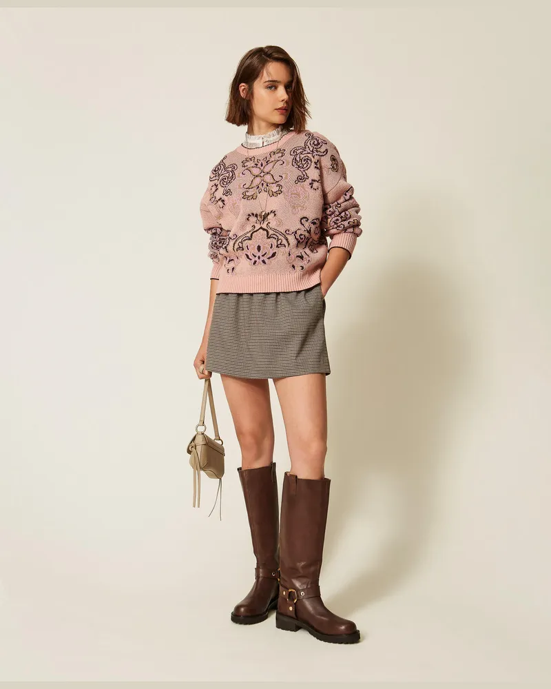 Twin-Set Jacquardpullover aus Wollmischung Peachy