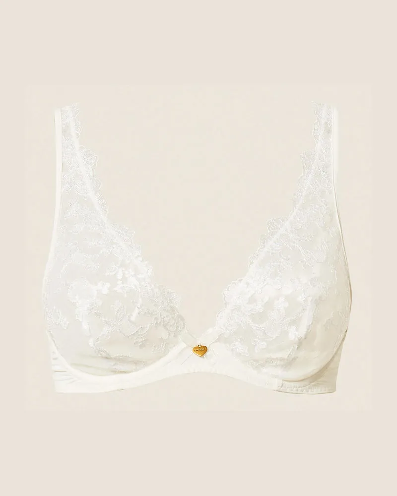 Twin-Set Unterwäsche - Bügel-BH aus besticktem Tüll, Mattweiß, Größe Mattweiß