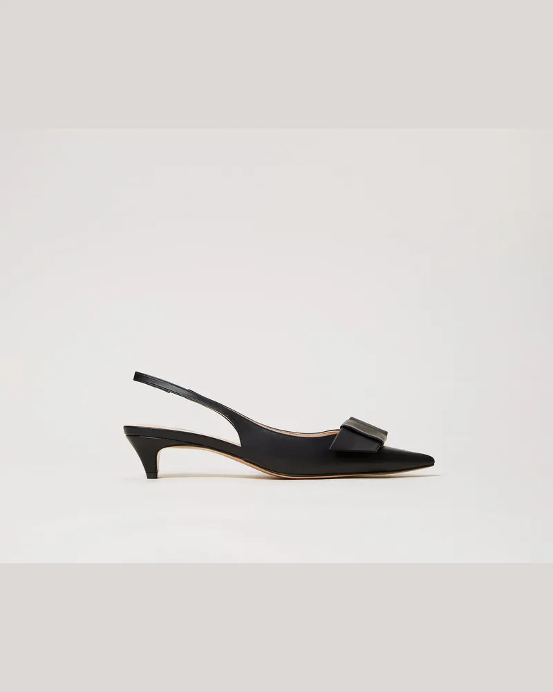 Twin-Set Schuhe - Slingback-Pumps mit Schleife, Schwarz, Größe Schwarz