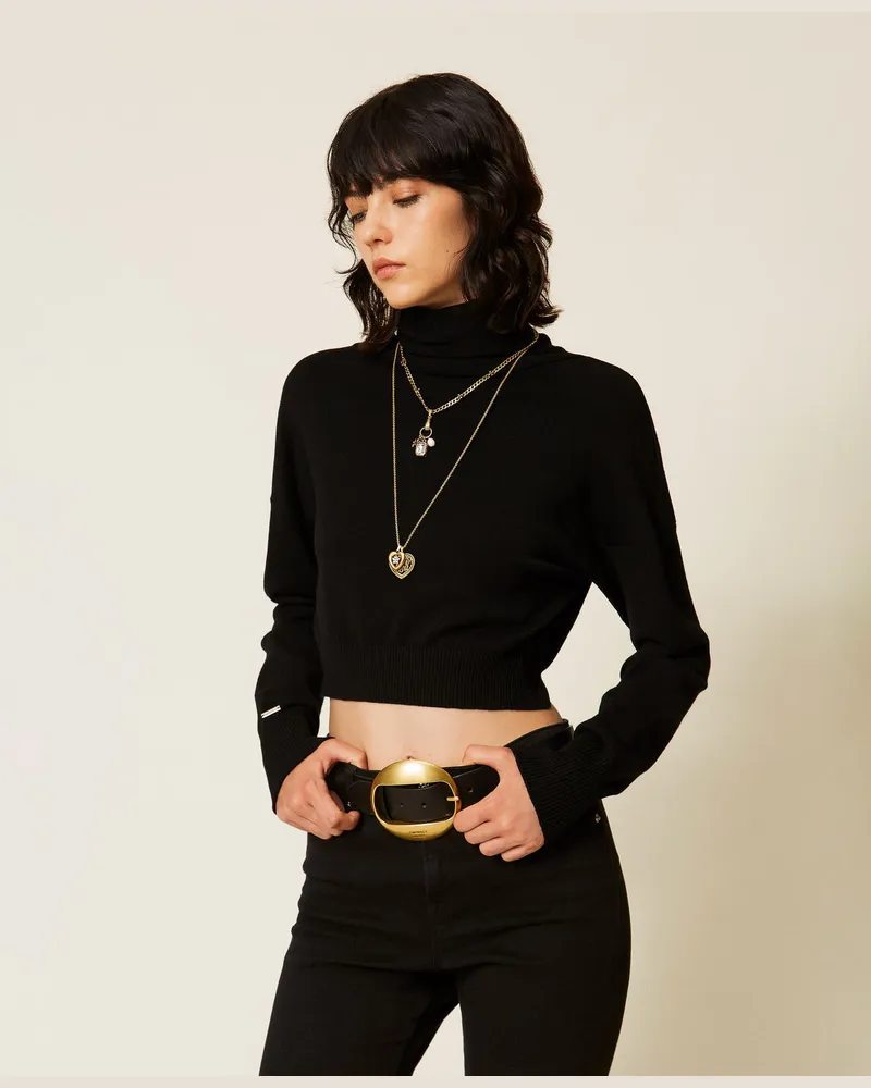 Twin-Set 2-in-1-Bolero-Stricktop Schwarz