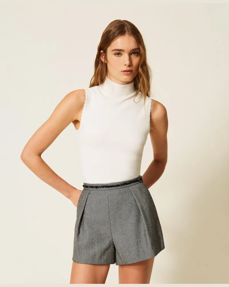 Twin-Set Strick-Top mit Häkeldetails 