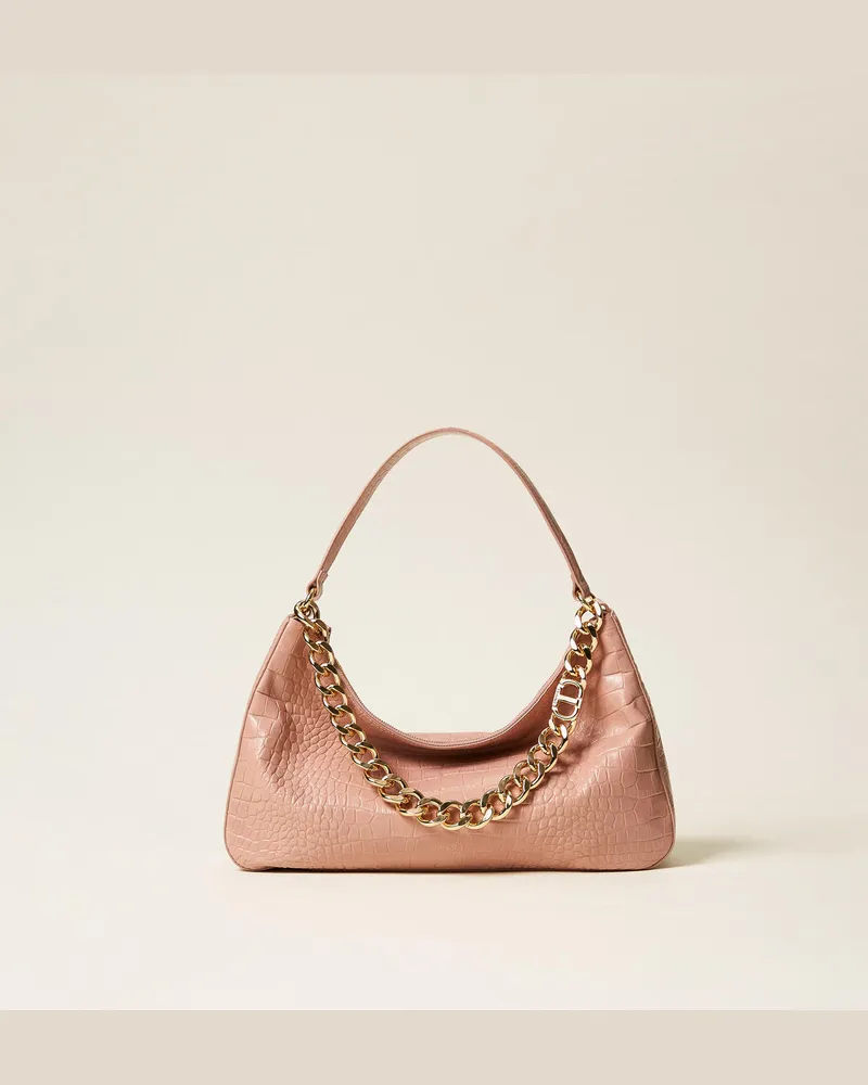 Twin-Set Taschen - Tasche „Liliane" aus Leder mit Krokoprägung, Parisienne Rosa, Einheitsgröße Parisienne