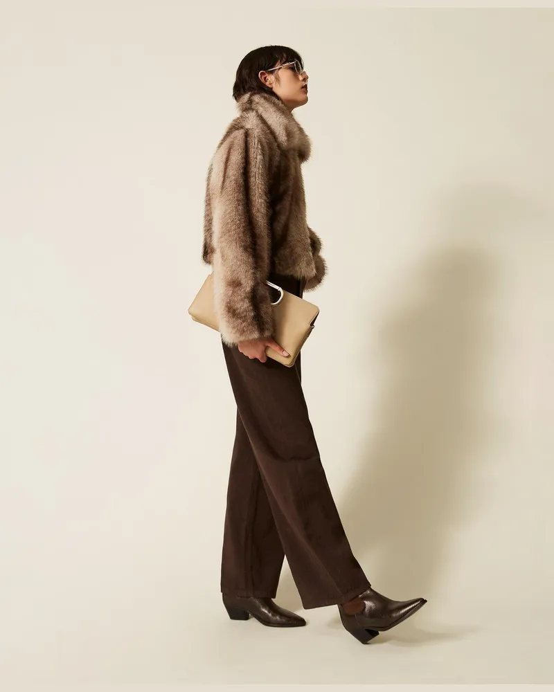 Twin-Set Jacke aus Kunstpelz mit schattiertem Print Animal