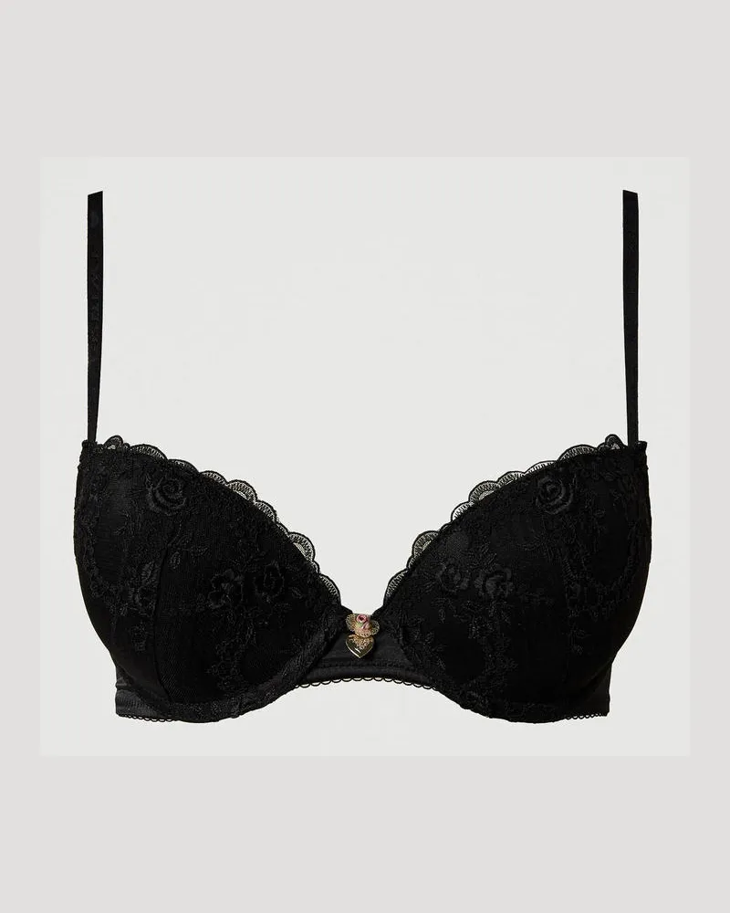 Twin-Set Unterwäsche - Push-up-BH aus besticktem Tüll, Schwarz, Größe: 1-C 