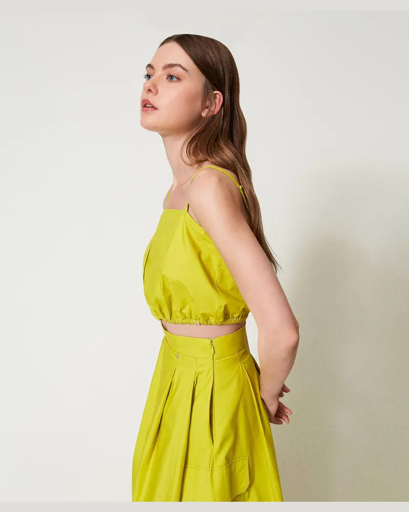 Actitude by Twinset Tops - Crop-Top aus Popeline, Citronelle, Baumwolle, Größe Citronelle