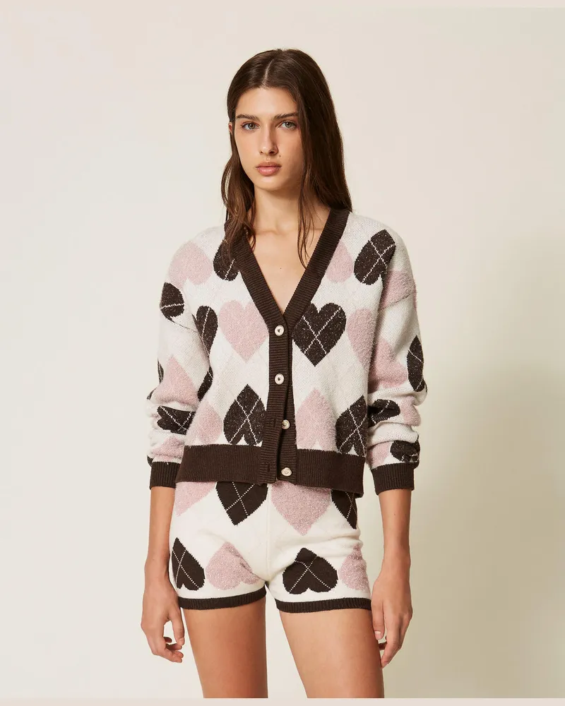 Twin-Set Shorts aus Jacquardstrick mit Herzen Jacquard