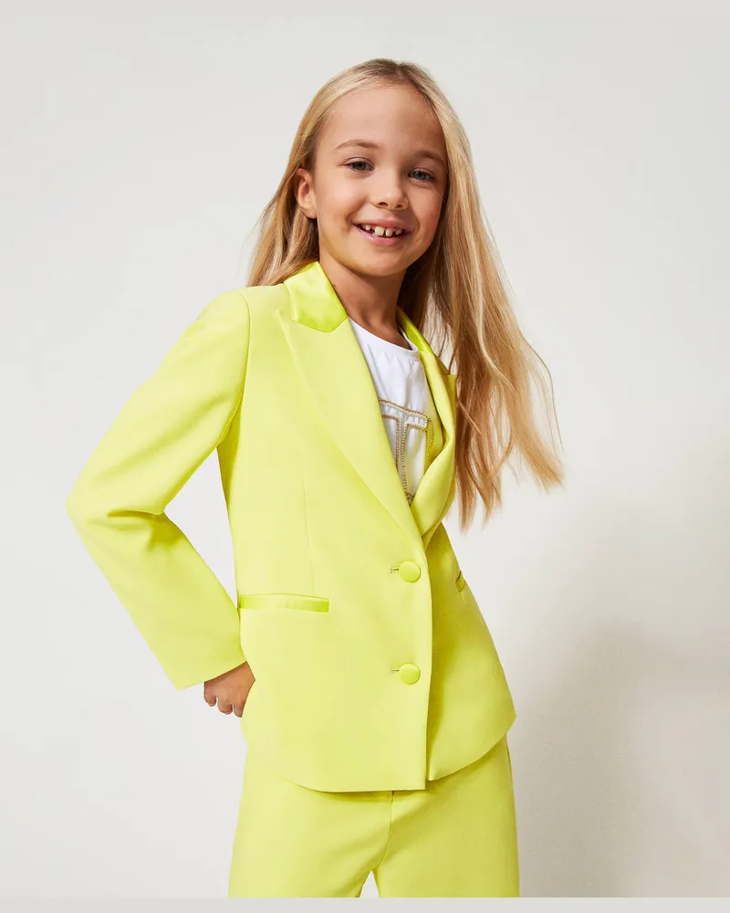 Twin-Set Jacken und Outerwear - Blazer aus Krepp und Satin, Yellow Plum, Größe Yellow