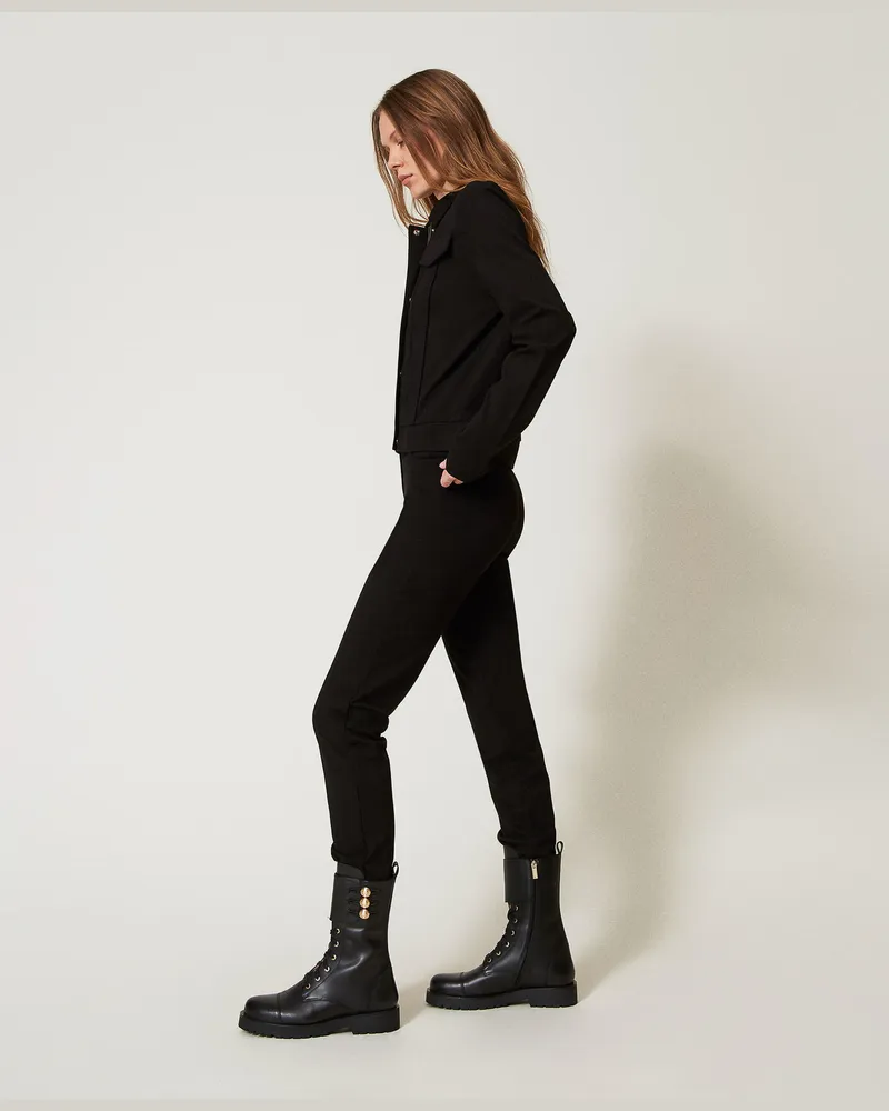 Twin-Set Hosen - Gerade Hose mit Abnähern, Schwarz, Größe Schwarz