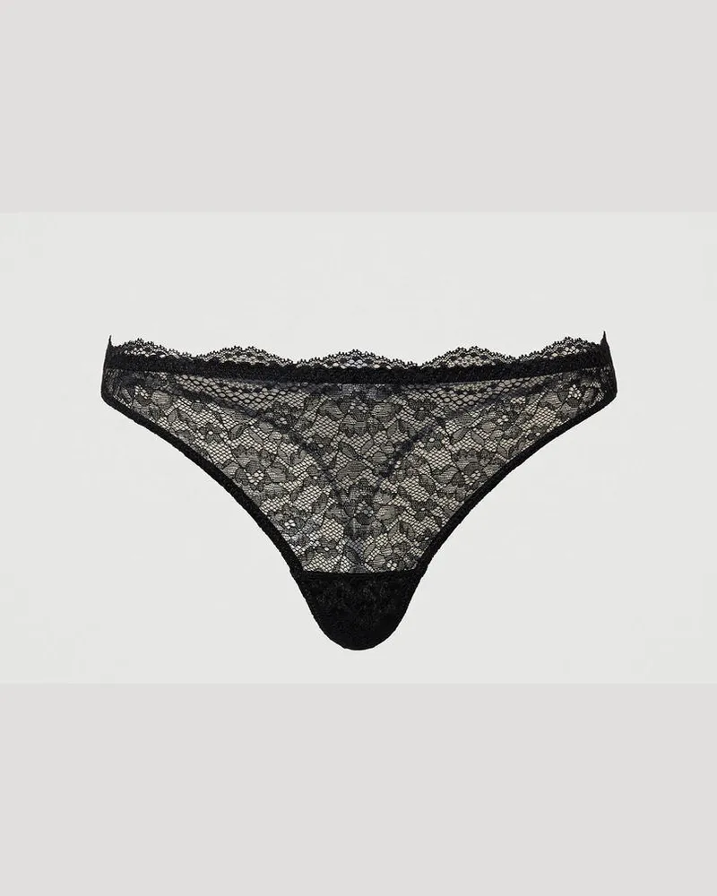 Twin-Set Unterwäsche - Tanga aus Spitze und Tüll, Schwarz, Größe: V 