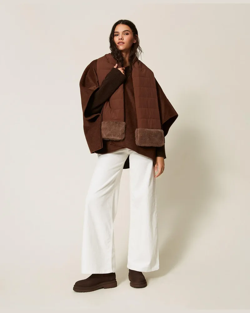 Twin-Set Poncho aus Tuch mit Schal Darkness