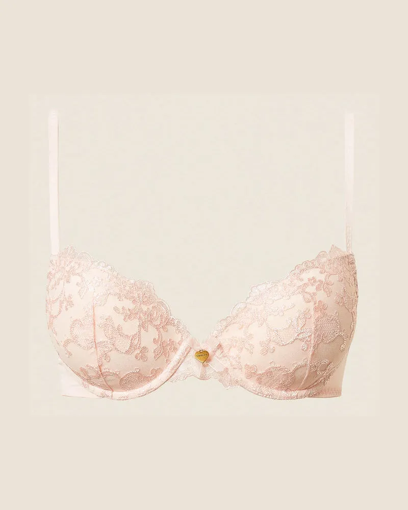 Twin-Set Unterwäsche - Push-up-BH aus besticktem Tüll, Schleierrosa, Größe Schleierrosa