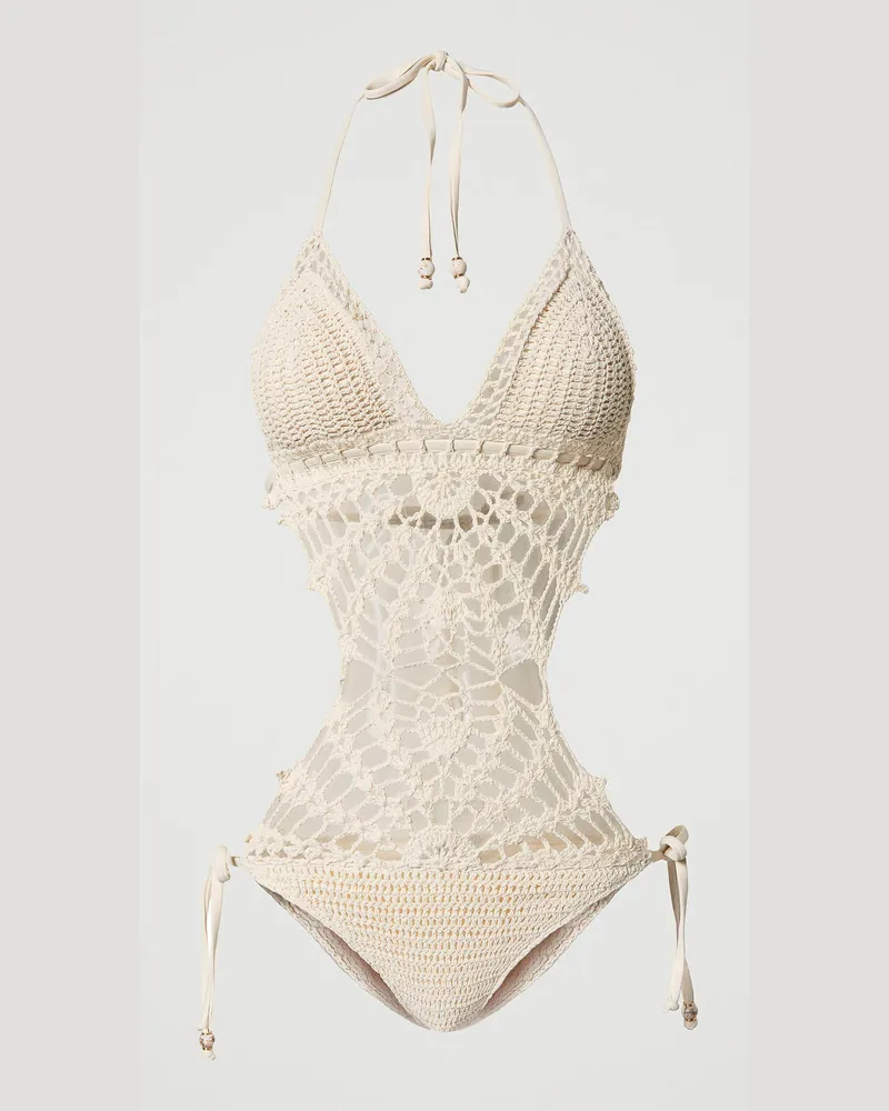 Twin-Set Bademode - Gehäkelter Trikini, "Shell" Beige, Größe: 3-B 