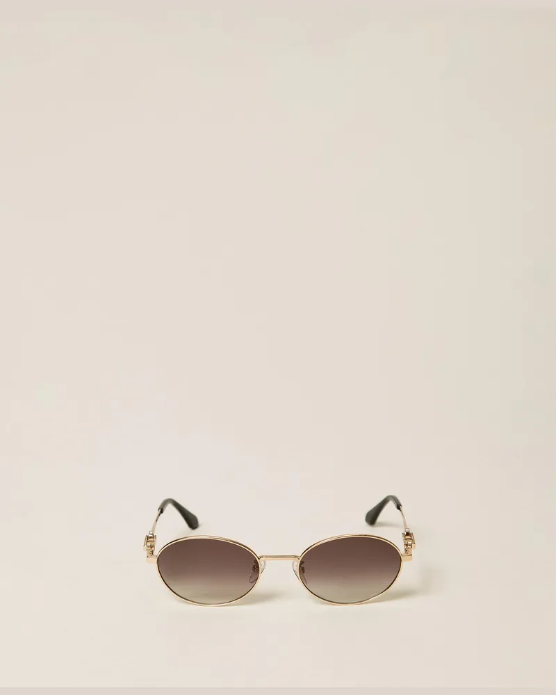 Twin-Set Ovale Sonnenbrille aus Metall, Damen, Shiny Gold Shiny