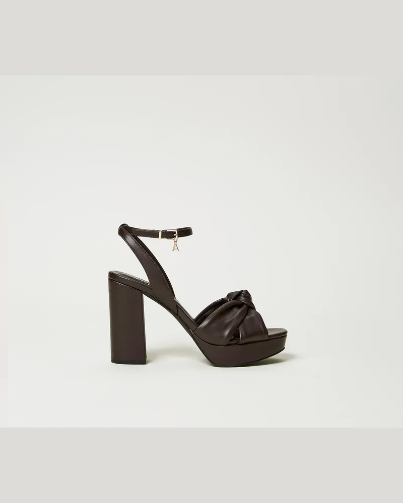 Actitude by Twinset Schuhe - Plateausandalette mit Knoten, „Molé"-Braun, Größe „molé“-braun
