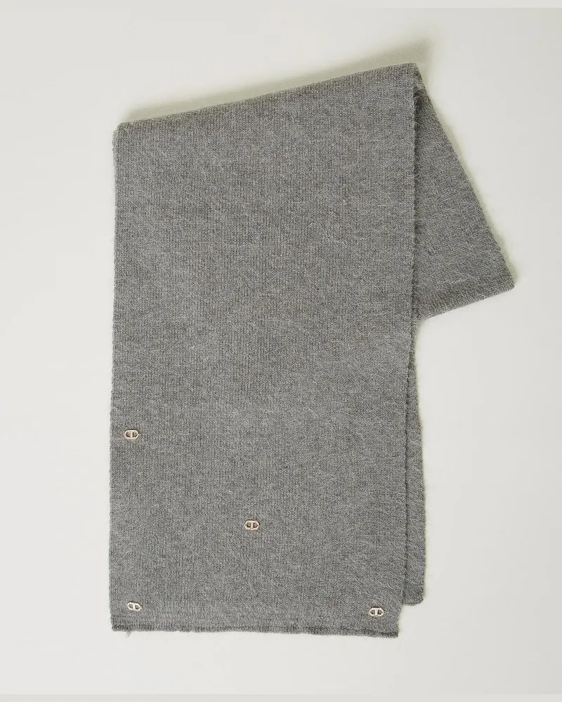 Twin-Set Accessoires - Strickschal mit Oval Ts, Warmes Grau-Melange, Einheitsgröße Warmes