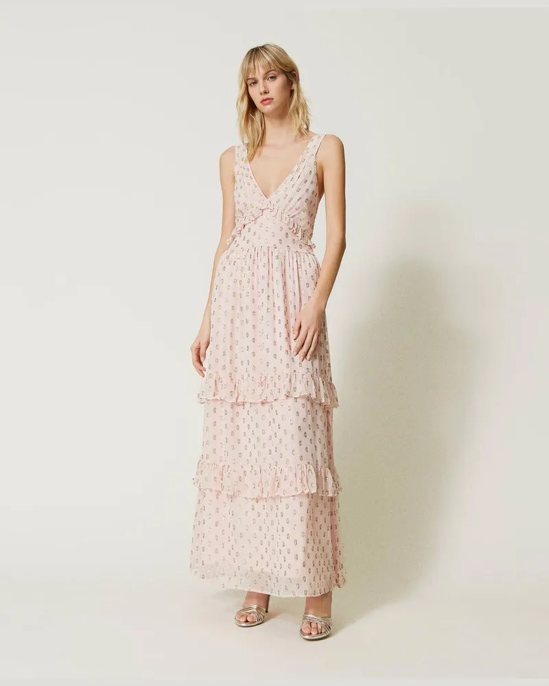 Twin-Set Kleider - Fil-Coupé-Maxikleid aus Georgette, Parisienne Rosa, Größe Parisienne