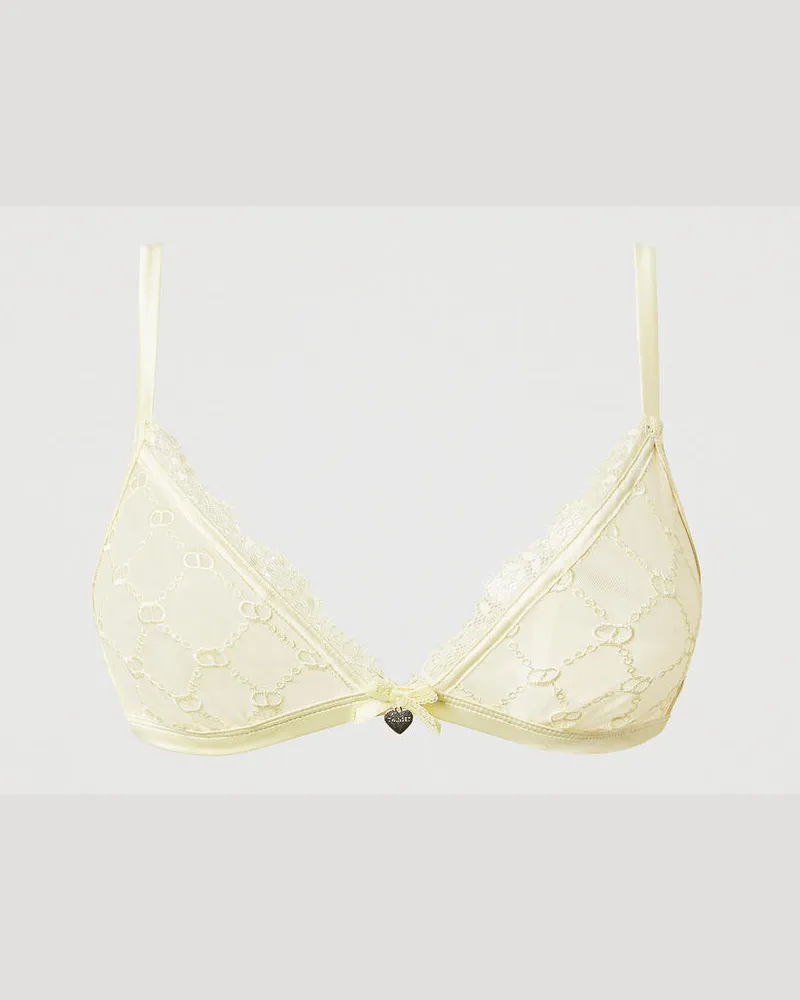 Twin-Set Unterwäsche - Triangel-BH aus Tüll mit Oval Ts, Yellow Butter, Größe: 4-B 