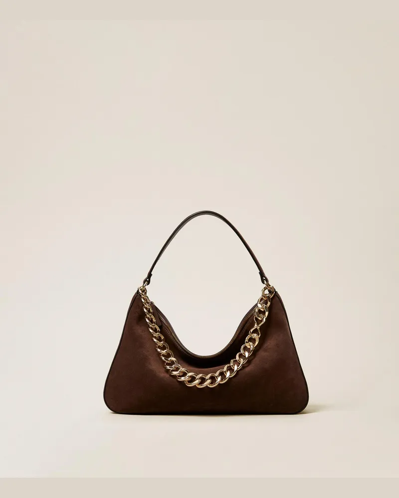 Twin-Set Mittelgroße Tasche 'Liliane' aus Rauleder, Damen, Kaffee Kaffee