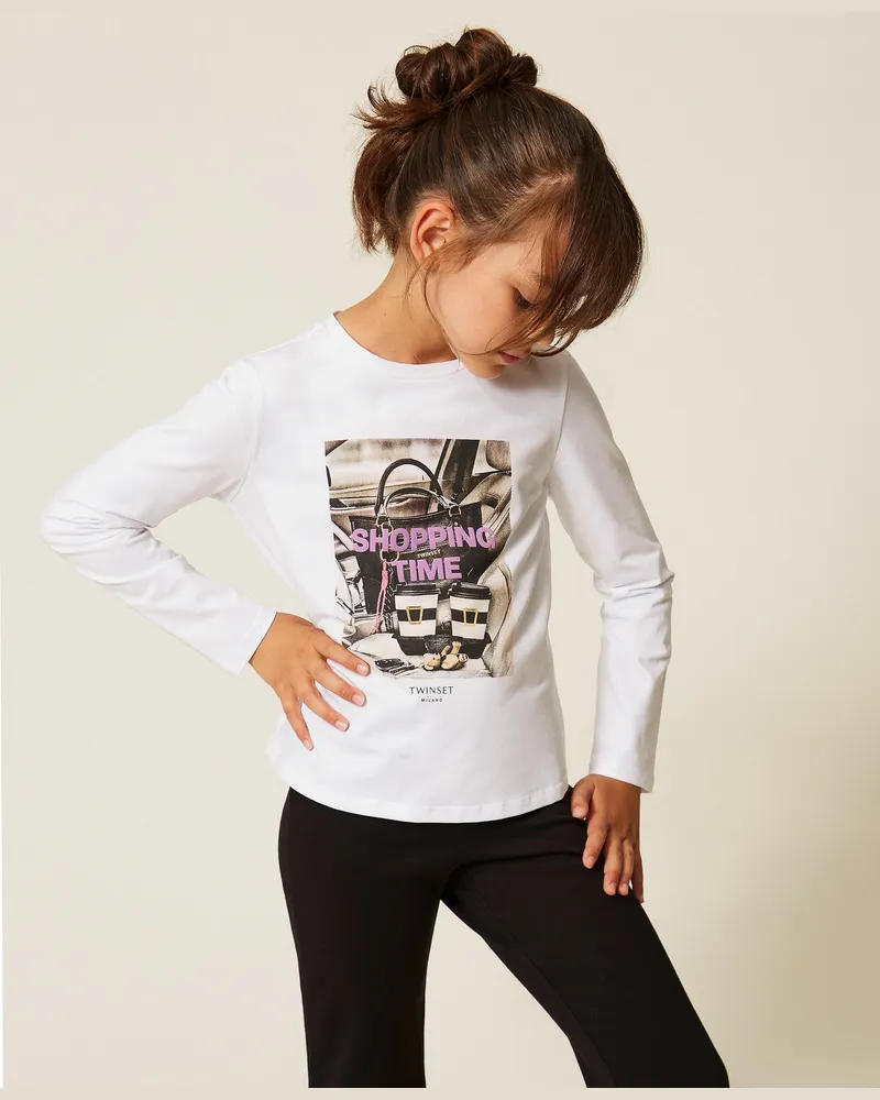 Twin-Set T-Shirt in Regular-Fit mit Print, Damen, Shopping Time Shopping