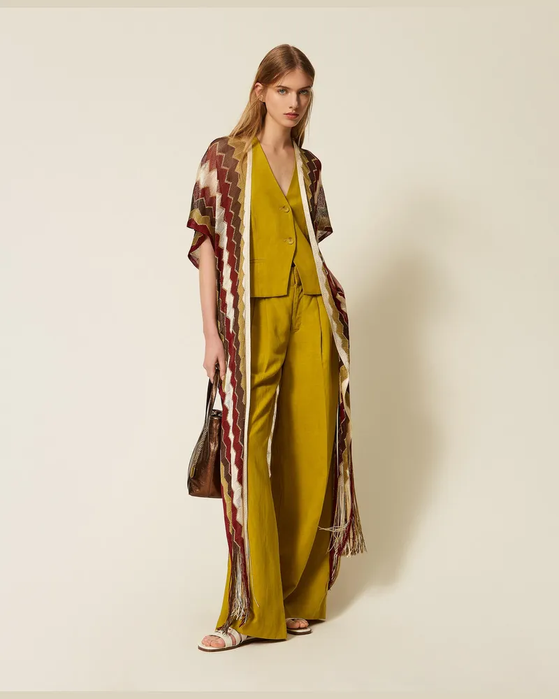Twin-Set Langer Kaftan mit mehrfarbigen Streifen Multicolor