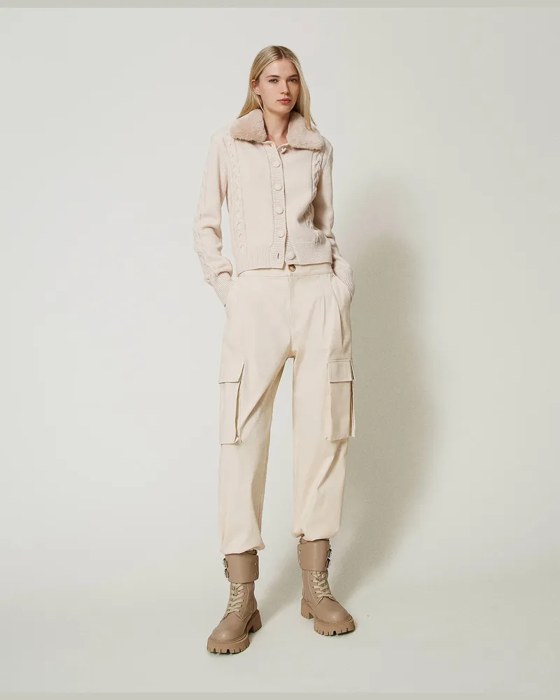 Actitude by Twinset Hosen - Cargohose mit asymmetrischen Taschen, Rosa Cloud Pink, Baumwolle, Größe Rosa