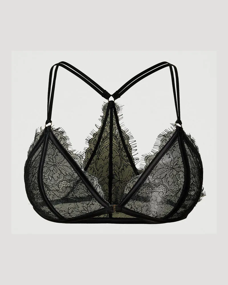 Twin-Set Unterwäsche - Triangel-BH aus Spitze und Satin, Schwarz, Größe: 1-C 