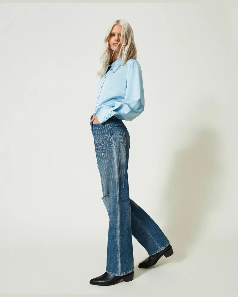 Actitude by Twinset Five-Pocket-Jeans mit Strass, Mittleres "Denimblau", Größe: 31 