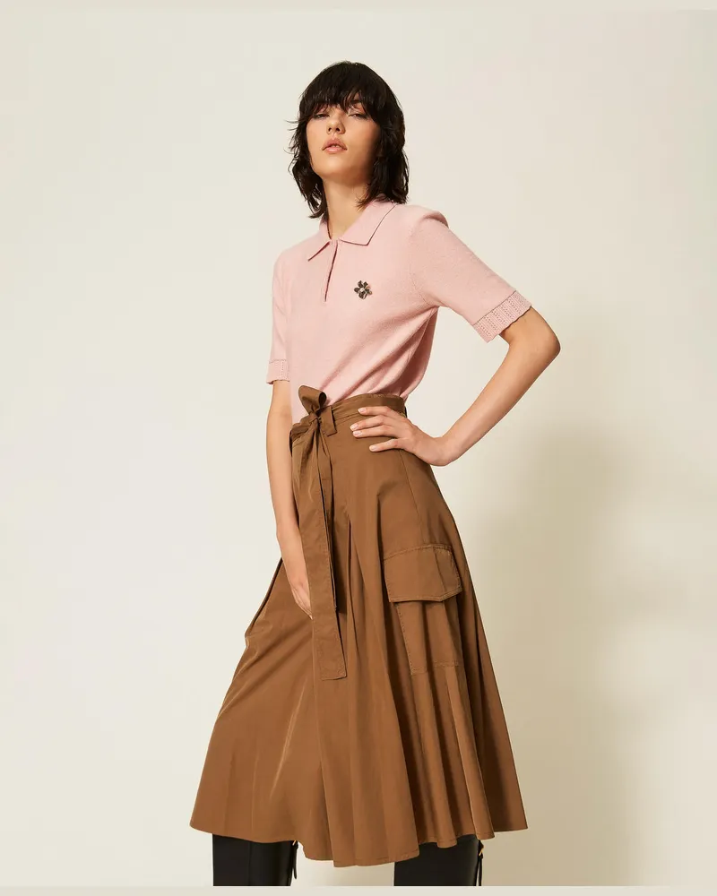Twin-Set Midirock mit Taschen Teak
