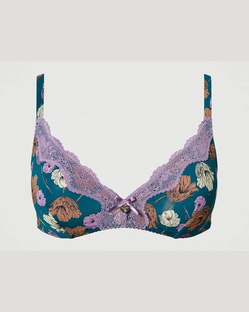 Twin-Set Unterwäsche - Triangel-BH mit Blumenprint, Print Flowers Mineral Green, Größe: 2-B 