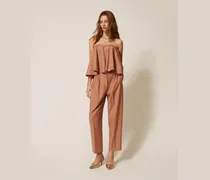 Hosen - Cropped-Hose aus leichter Wolle, „Mocha Mousse