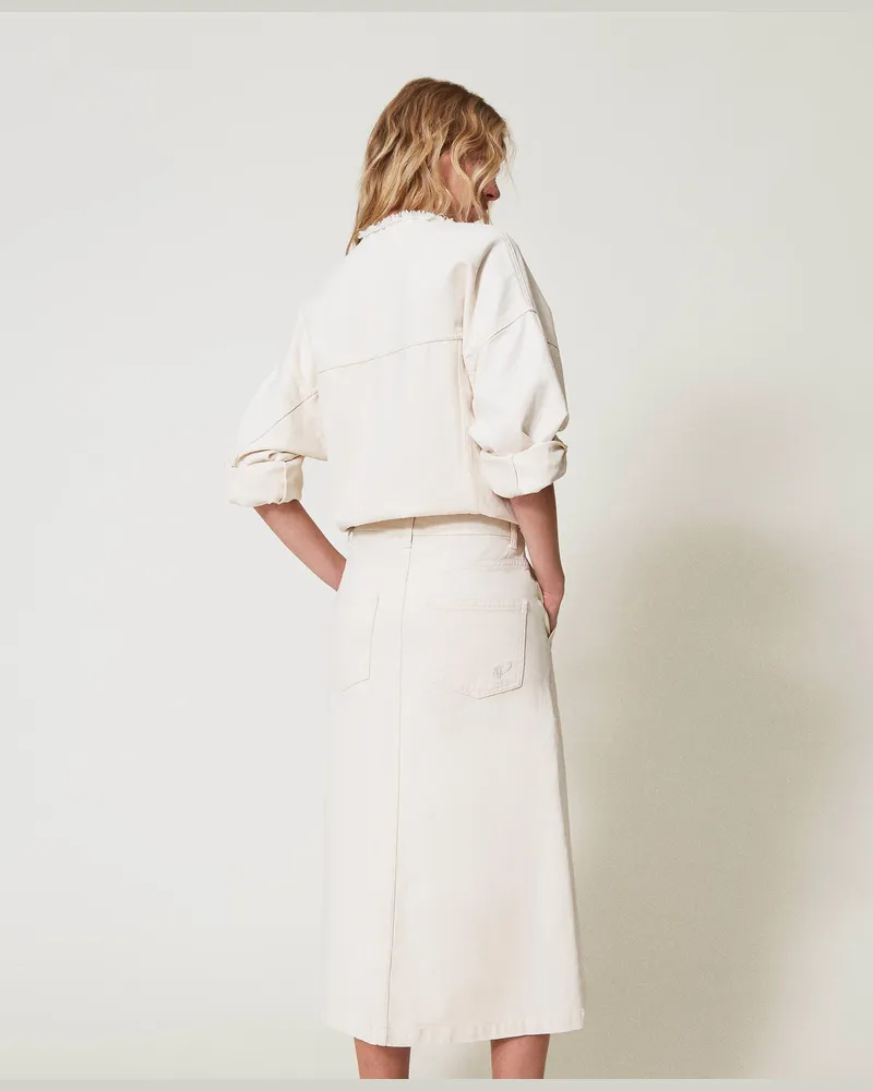 Actitude by Twinset Röcke - Rock aus Bull-Denim mit Bio-Baumwolle, "Angora"-Beige, Größe Angora-beige