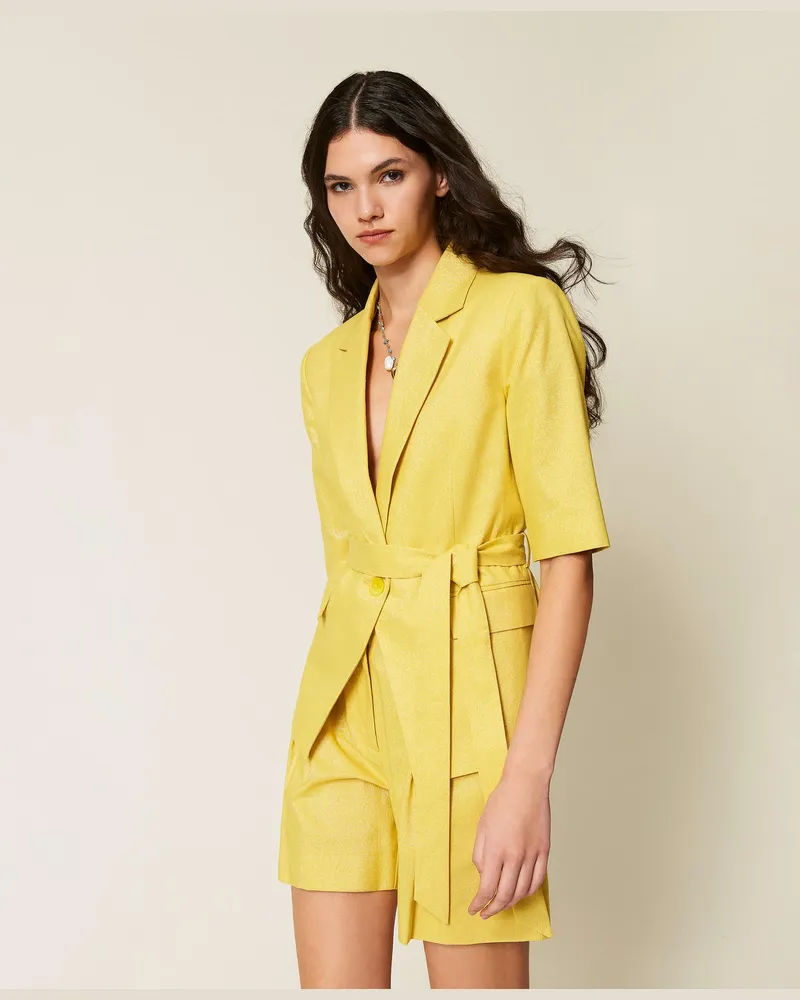 Actitude by Twinset Jacken und Outerwear - Blazer aus Leinenmischung mit Lurex, Argan Lurex, Baumwolle, Größe Argan