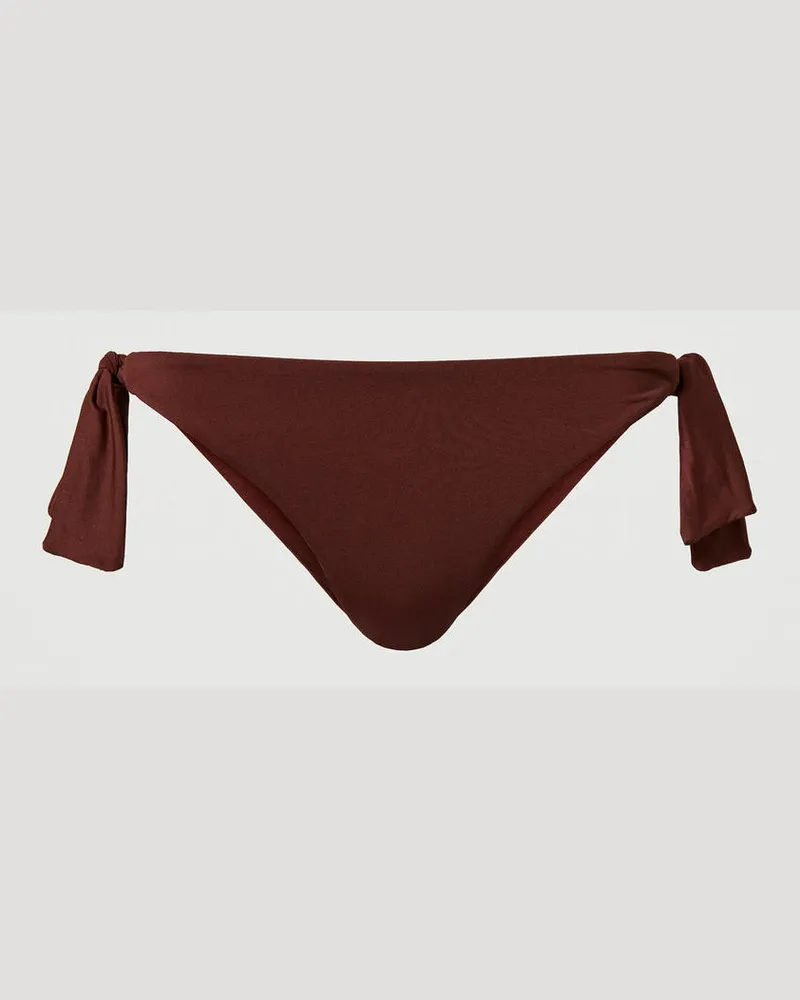 Twin-Set Bademode - Bikinitanga mit Schleifen, „Bitter Chocolate"-Braun, Größe: IV 