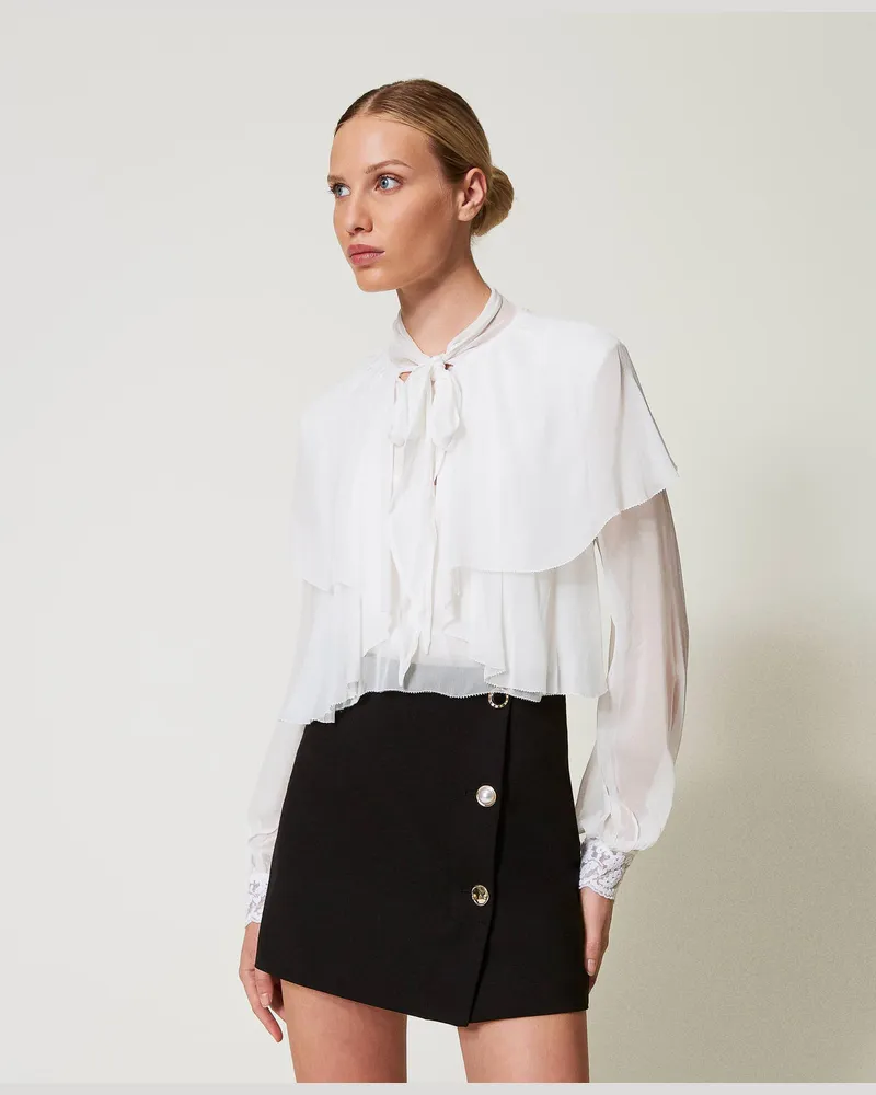 Twin-Set Röcke - Minirock mit Schmuckknöpfen, Schwarz, Jersey, Größe: 46 