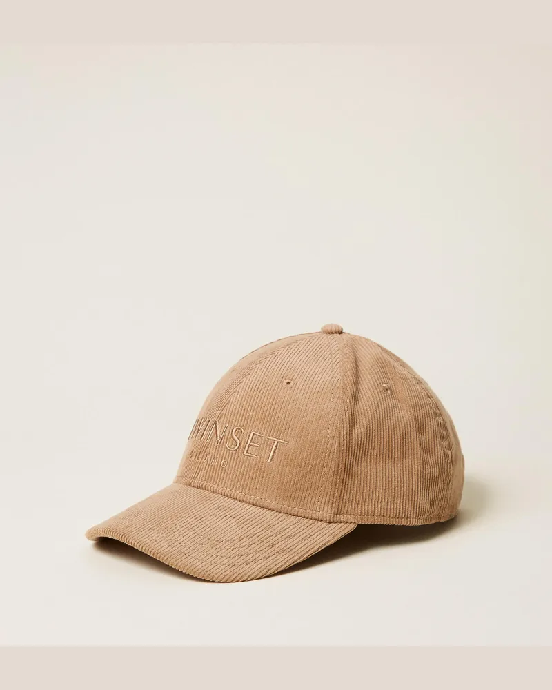 Twin-Set Baseballkappe aus Samt Tobacco