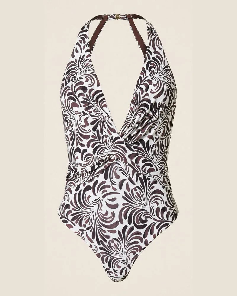 Twin-Set Bademode - Badeanzug mit botanischem Printmotiv, Print Botanical Coffee Choc/Off White, Größe Print